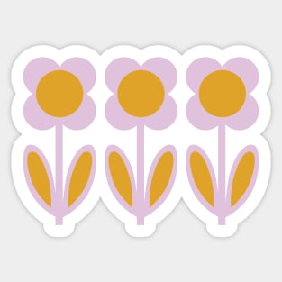 60's retro geometric flowers in coral Sticker